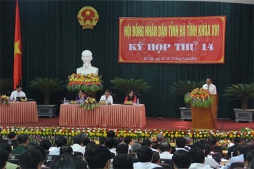 Quang cảnh kỳ họp Hội đồng nhân dân tỉnh Hà Tĩnh lần thứ 14 khóa XVI