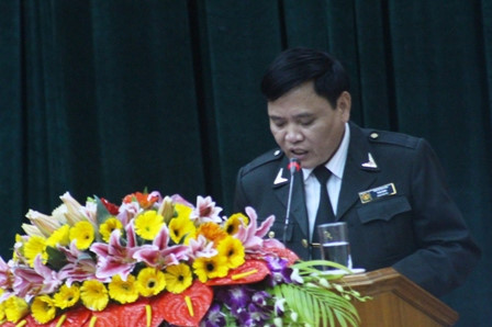Ông Thái Sinh, Chánh Thanh tra tỉnh Hà Tĩnh phát biểu tại hội nghị. Ảnh: Trần Quốc
