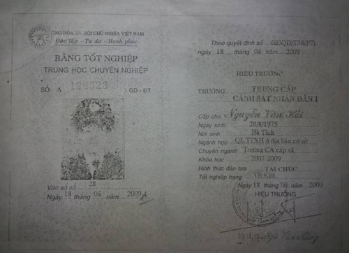 Ông Nguyễn Văn Hải dùng bằng không hợp pháp để học bằng trung cấp cảnh sát (Ảnh minh họa)
