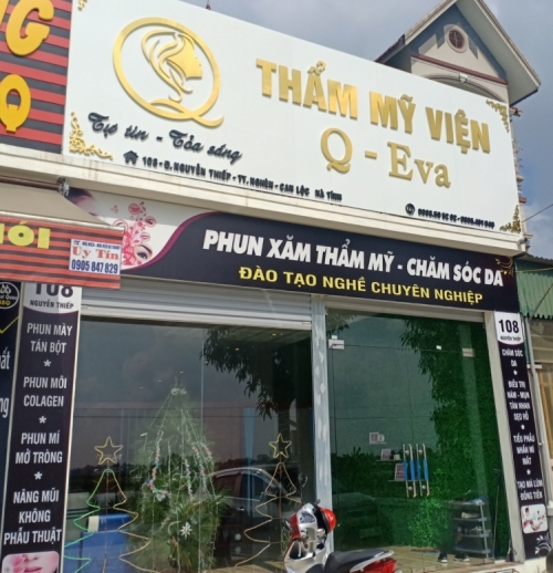 Cơ sở thẩm mỹ viện Q - Eva (số 108, đường Nguyễn Thiếp, thị trấn Nghèn,huyện Can Lộc, tỉnh Hà Tĩnh).