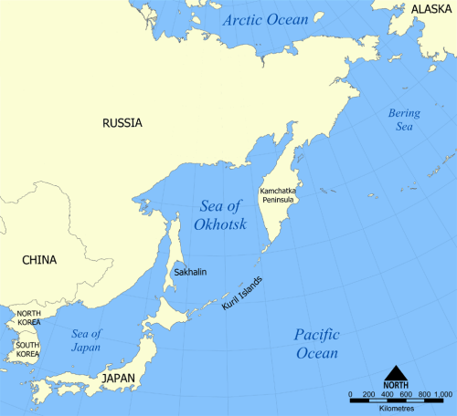 Vị trí Biển Okhotsk và bán đảo Kamchatka của Nga. Đồ họa: Wikipedia.