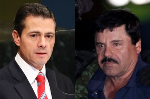 Cựu Tổng thống Mexico Pena Nieto - trái và trùm ma túy El Chapo (Ảnh: Getty)