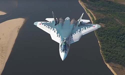 Tiêm kích Su-57 bay thử nghiệm. Ảnh: Zvezda.