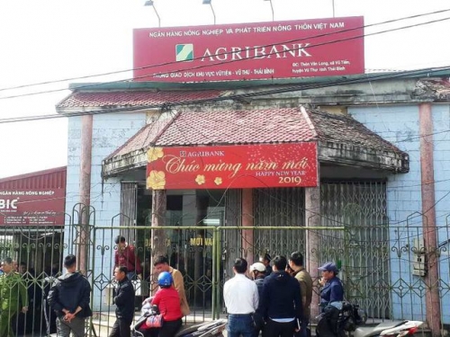 Ngân hàng Nông nghiệp và Phát triển nông thôn chi nhánh xã Vũ Tiến, huyện Vũ Thư (Agribank), nơi xảy ra vụ cướp táo tợn
