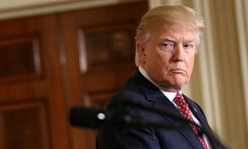 Tổng thống Trump trong một cuộc họp báo tại Nhà Trắng năm ngoái. Ảnh: Reuters