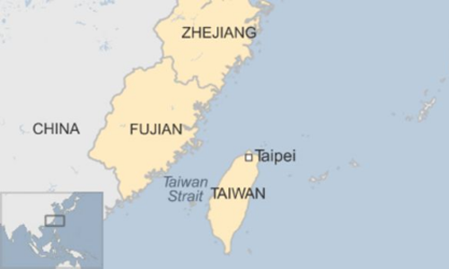 Khu vực eo biển Đài Loan. Đồ họa: BBC.