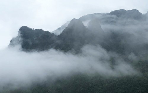 Huyện Bảo Lạc (Cao Bằng) chìm trong sương mù. Ảnh: Ngọc Thành