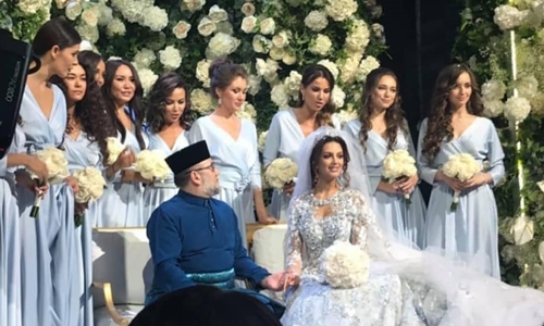 Hình ảnh được cho là hôn lễ của Quốc vương Muhammad V với người đẹp Nga tháng 11/2018. Ảnh: Instagram.