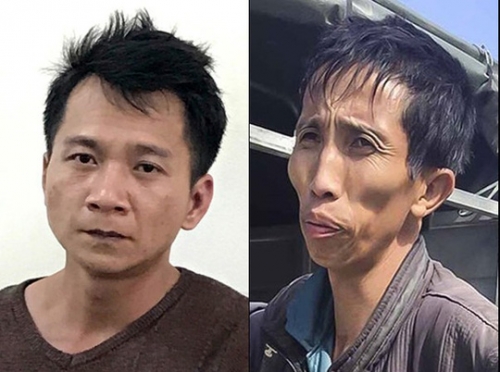Bị can Vương Văn Hùng (trái) và Bùi Văn Công (phải)
