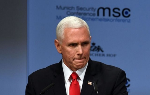 Phó Tổng thống Mỹ Mike Pence phát biểu tại Hội nghị an ninh Munich 2019. Ảnh: Time Magazine
