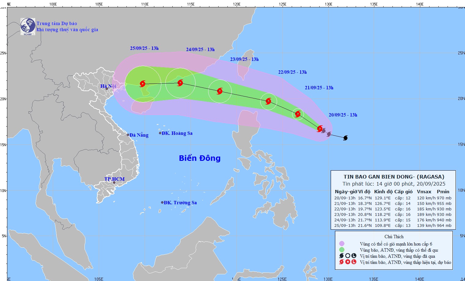 Bão RAGASA mạnh thêm, di chuyển theo hướng Tây Tây Bắc