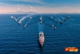 Cận cảnh tàu ngầm Kilo, tàu hộ vệ tên lửa diễu binh trên biển